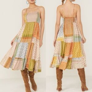 Jen's Pirate Booty Free People Small Smock Wild Side Floral Patchwork Midi Dress